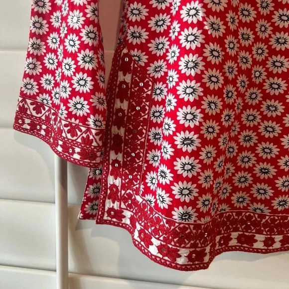TORY BURCH EUC Jayne Mod Flower Print Sequin Tunic Top - Picture 7 of 11